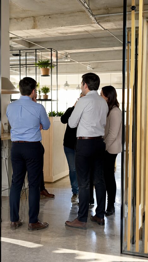 Equipo conversando, tono cordial